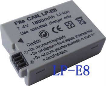 סוללה חליפית למצלמות CANON LP-E8 שנתיים אחריות mydigital
